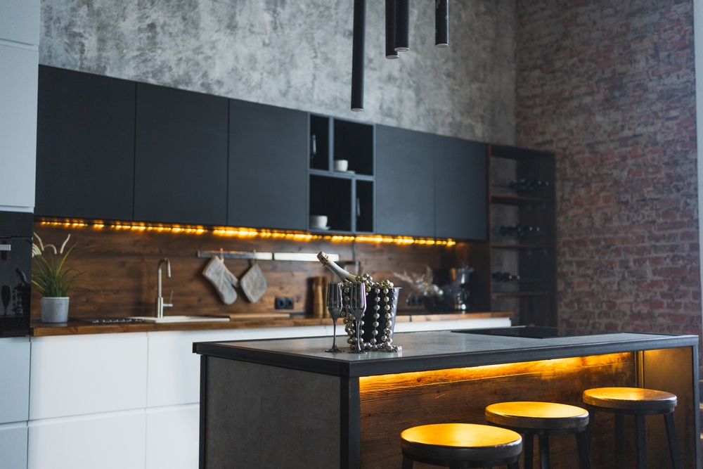 diseno interior cocina moderna tonos oscuros